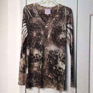 Romeo and Juliet L long sleeve pattern t brown